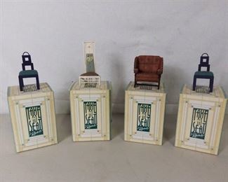 Lot of 4 Take A Seat by Raine Miniature Chairs - Form & Function, Billiard Room, Linear Elegance