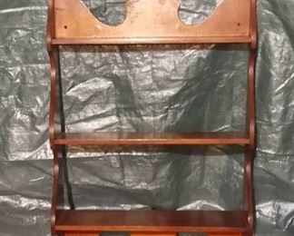 Antique Oak Wood Display Wall Shelf