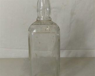 Vintage Clear Glass Jim Beam 4/5 Quart Bottle with Cork Numbers D-334 19-58 on Bottom