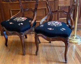 PAIR OF NEEDLEPOINT CHAIRS
