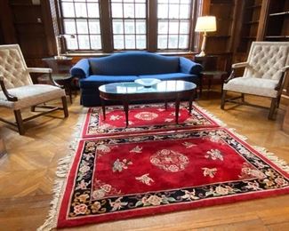 RUGS, SOFAS, ARM CAIRS, COFFEE AND LAMP TABLES