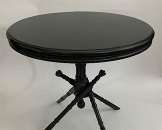  Minton Sidel Ebonized Round Side Table - F4.  Available ONLINE ONLY @ www.scavengersparadise.com                                            Please read all Terms & Conditions before purchasing.  