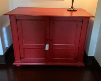 Custom Built Red Storage Cabinet - TV 2.  Available ONLINE ONLY @ www.scavengersparadise.com                                              Please read all Terms & Conditions before purchasing.  