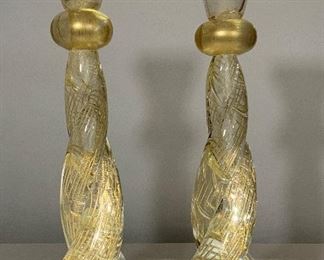 Murano Twisted Golden Candlesticks - LR 4. Available ONLINE ONLY @ www.scavengersparadise.com Please read all Terms & Conditions before purchasing.