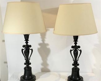 Pair of Metal Lamps w/Dark Bronzed Finish - DO 13. Available ONLINE ONLY @ www.scavengersparadise.com Please read all Terms & Conditions before purchasing. Conditions before purchasing.