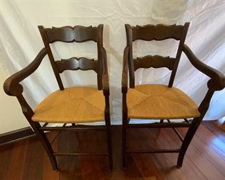 Pair of Barstools with Rush Seats - CR11. Available ONLINE ONLY @ www.scavengersparadise.com Please read all Terms & Conditions before purchasing.
