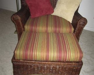 RATTAN CHAIR AND OTTOMAN