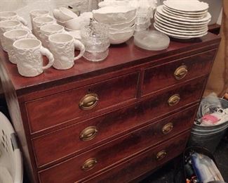 Antique Hand Made Chest & vintage China