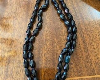 Black jet necklace with sterling clasp