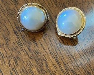 14KJ gold blue mabe pearl earrings