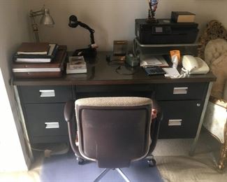 . . . office desk and chair with desk lamps