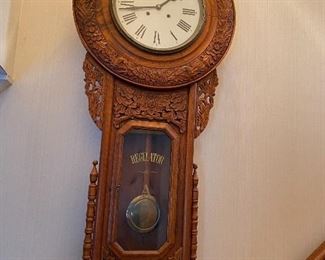 Regulator hanging carved clock