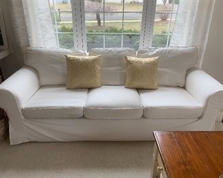 Slipcovered couch w/matching love seat