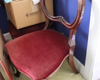 One of 5 antique cherry chairs from England.