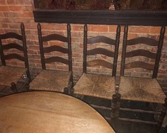 Set of 4 Rush Seat Ladderback Chairs