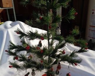 Vintage Christmas tree, 21 inches tall with decorations