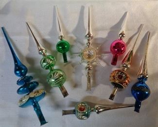 assortment of vintage glass tree toppers, vintage, beautiful