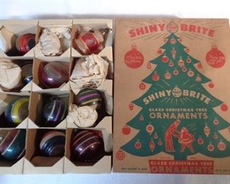 Shiny Brite Glass Christmas Tree Ornaments, in original box