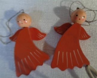 Vintage wooden painted angels