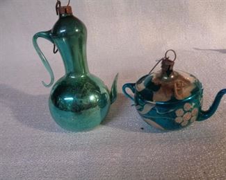 very old painted tea pot glass ornaments