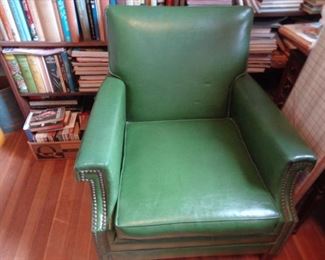 green leather with nail heads chair