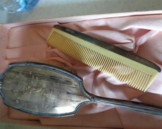 sterling silver antique brush and comb