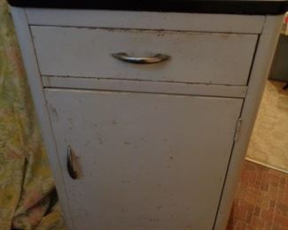 vintage porcelain topped metal cabinet-one of two