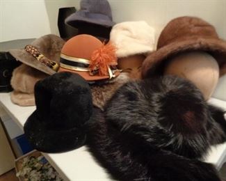 vintage hats and fur muff and collar