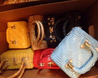 vintage straw hand bags