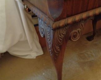 detail of carving on dining table
