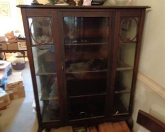 Antique china cabinet with glass shelves