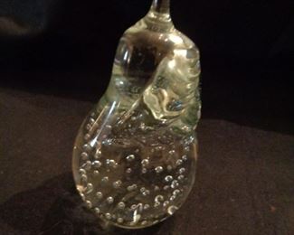beautiful clear glass pear shaped paperweight
