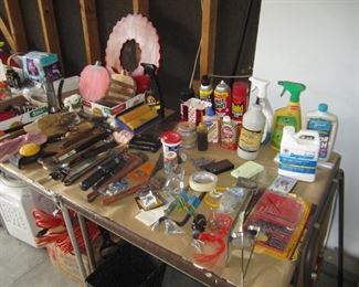 Garage items, chemicals, some holiday decor