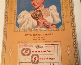 1913 Very Old, Days Texaco Service Calendar in Mint Condition