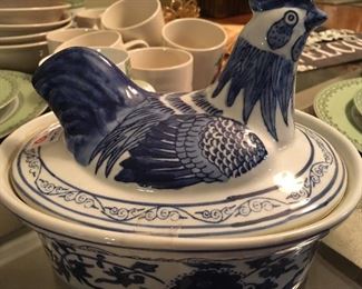 Blue & White Covered Chicken Dish