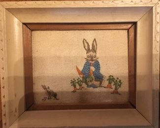 Sweet Embroidered Peter Rabbit with Carrots & Lil Bird