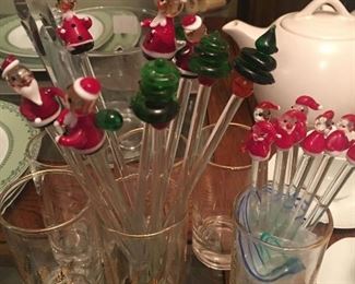 Vintage Glass Christmas Stirrers