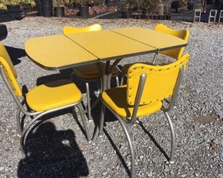 Vintage Retro Drop Leaf Formica Table & (4) Chairs - Completely Refinished & Powder Coated