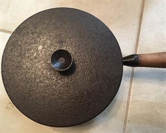Super Cool  Vintage Cast Iron Bean Pot with Wooden Handle