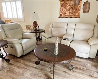 Genuine Leather gliding reclining chair and love seat