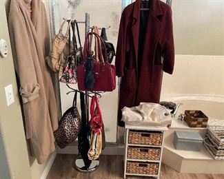 Quality label handbags, wool coats