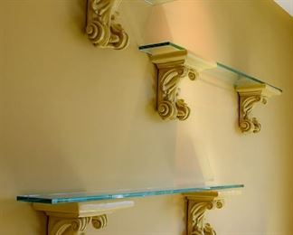 36. Floating wall shelves with glass