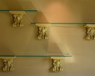 35. several wall shelves with glass 