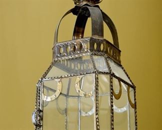 37. glass and tin lantern
