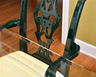 57. Green lacquer chairs Chippendale style 