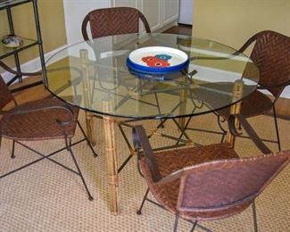 75. Breakfast dining table with bamboo  and wicker