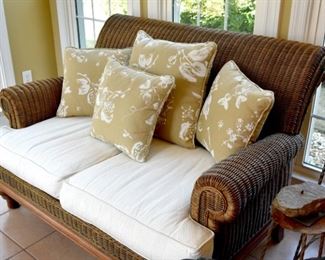 160. Wicker sofa--loads of pillows for sale