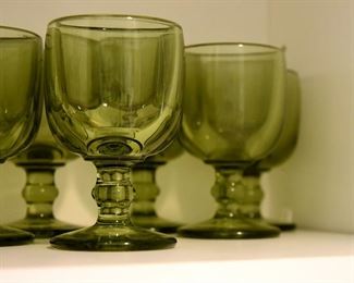 238. green stemware/glasses