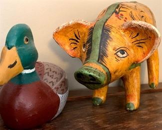 272. bright wooden animal figures