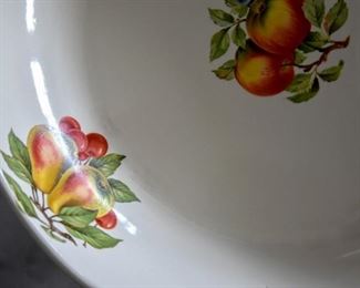 452. large glass bowl with fruit motif